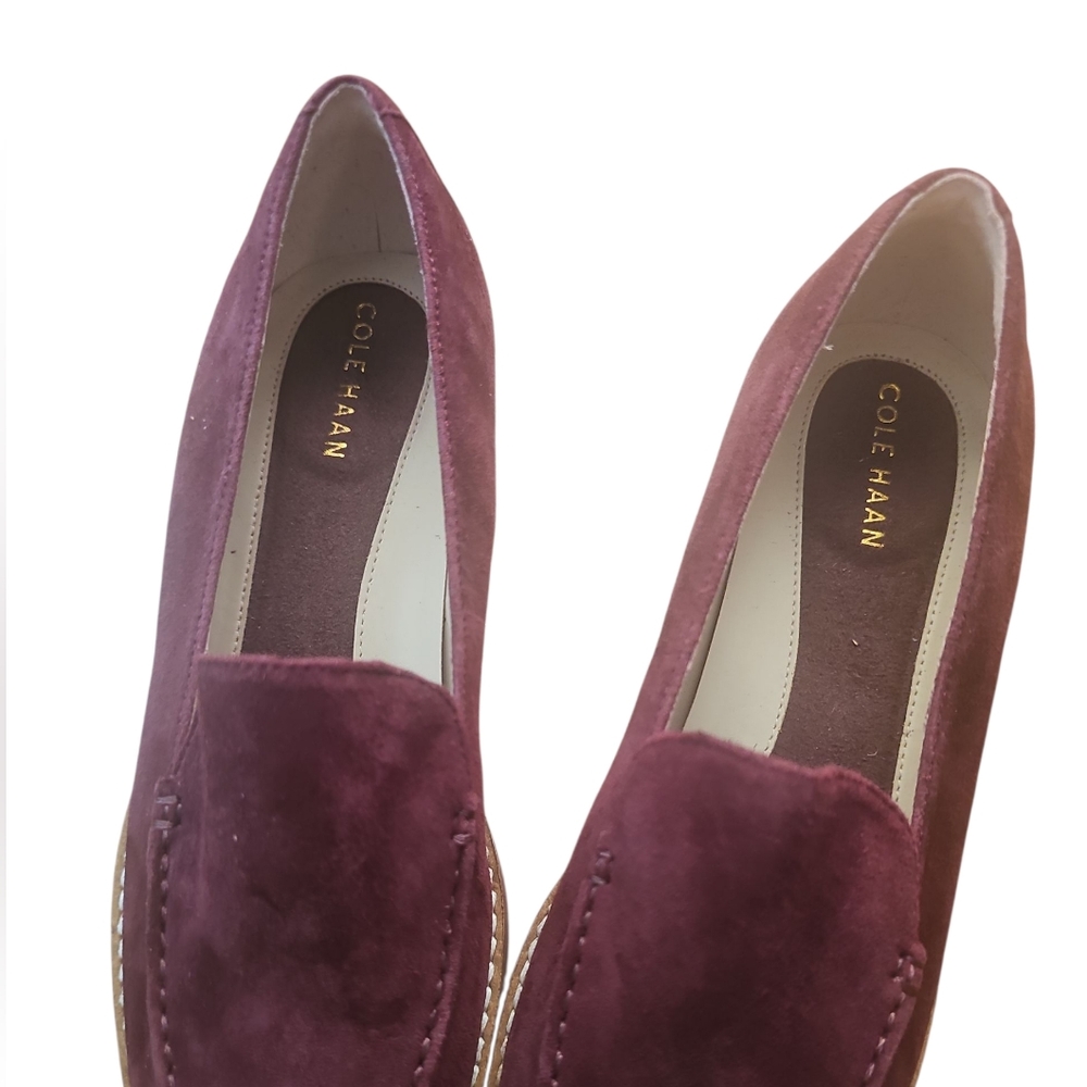 Cole Haan Go-To Suede Leather Slip On Loafers Women's Size 5.5 Burgundy New - Picture 6 of 7